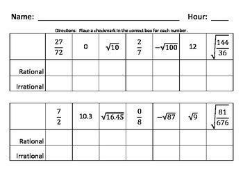 Use browser document reader options to download and/or print. Identifying Rational and Irrational Numbers by HGmrsLong | TpT