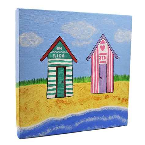 Personalised Customisable Beach Hut Painting Sunny Studios