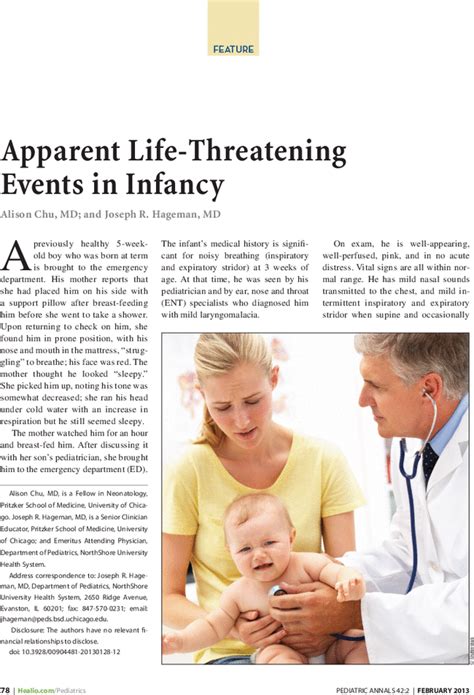 Apparent Life Threatening Events In Infancy Pediatric Annals