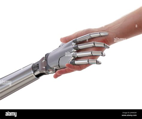 Human And Robot Handshake Artificial Intelligence Partnership Concept