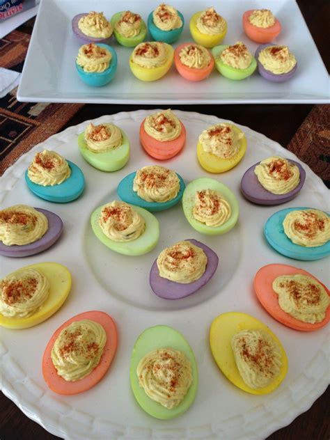 Deviled Eggs Colored With Food Coloring Winter Holiday Recipes