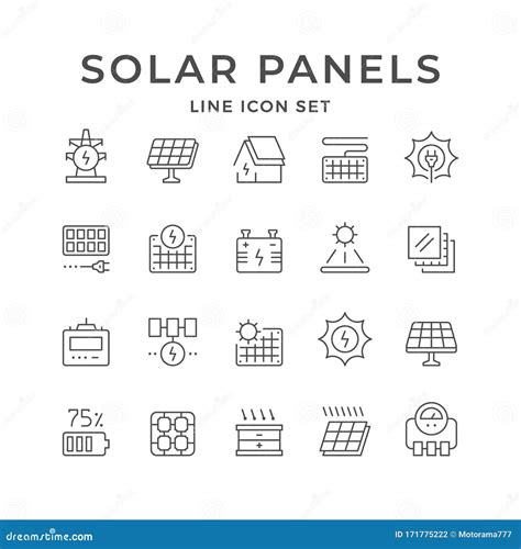 Set Line Icons Of Solar Panels Stock Vector Illustration Of