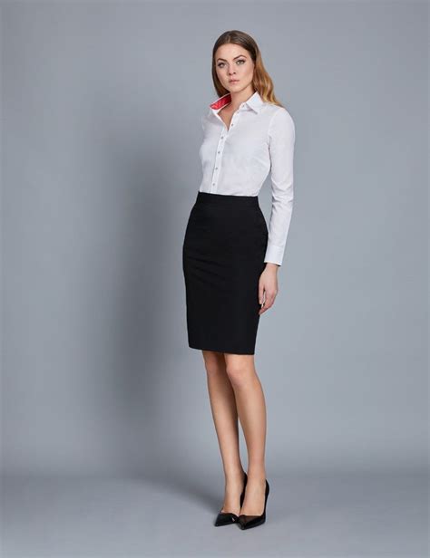 black stretch twill pencil skirt hawes and curtis work outfits women office outfits pencil