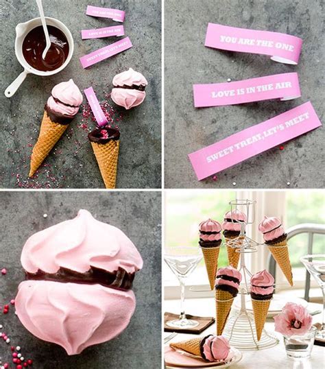 Ice Cream Cones With Meringue Cookies For The Ice Cream And A Babe Love Note Inside Mini