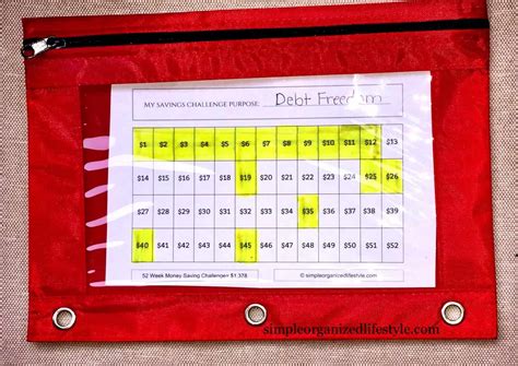 52 Week Money Challenge Goal Chart | Simple Organized Lifestyle