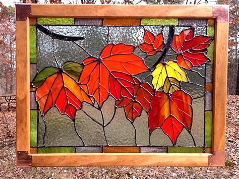 Stained Glass Autumn Maple Leaves Etsy