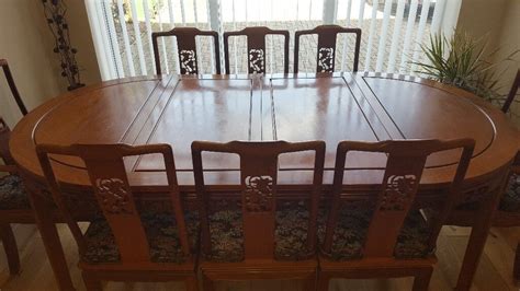 Stunning 8 Seater Extendable Chinese Rosewood Dining Table And Chairs
