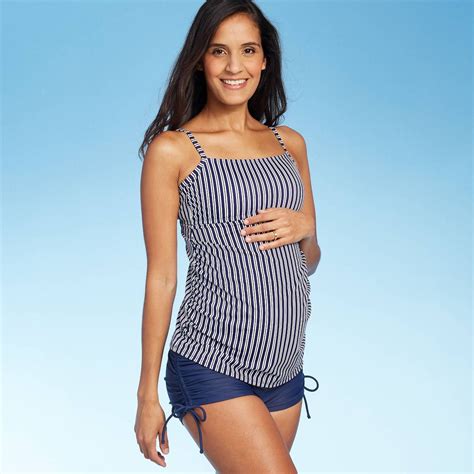 Maternity Striped Square Neck Tankini Top Isabel Maternity By Ingrid And Isabel Navy Affiliate