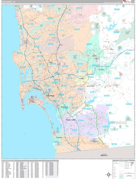 San Diego California Zip Code Maps Premium