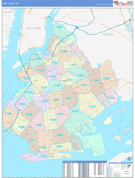 Kings County Ny Wall Map Color Cast Style By Marketmaps Mapsales