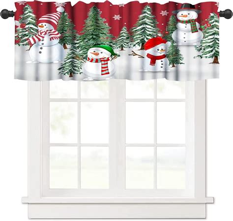 Merry Christmas Valance Curtain For Kitchen Windows Cute