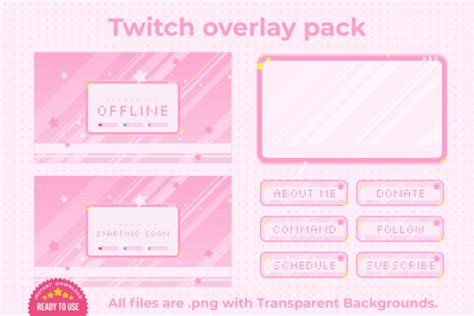 1 Cute Pink Twitch Overlay Package Designs And Graphics