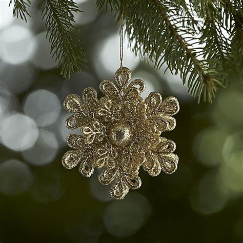 Shop Dimensional Champagne Gold Glitter Snowflake Ornament Dainty
