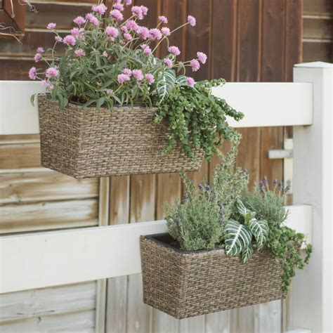 Hanging balcony planters with hooks or brackets? Coral Coast Westmore Wicker Balcony Planter | Hayneedle ...