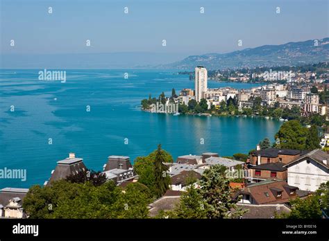 View Of Montreux On Lake Geneva Montreux Canton Vaud Switzerland