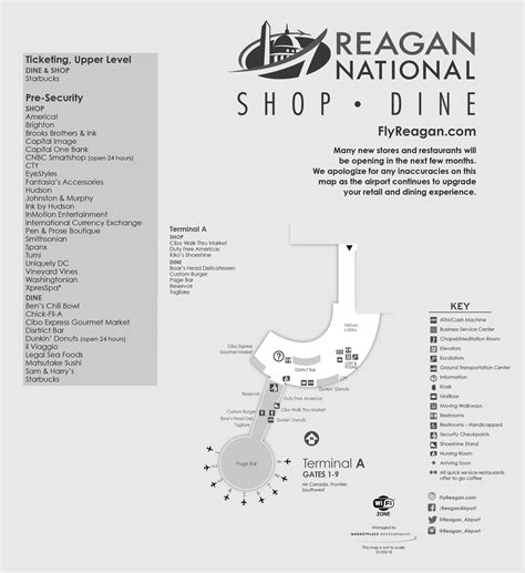 Ronald Reagan Washington National Airport Map Dca Printable