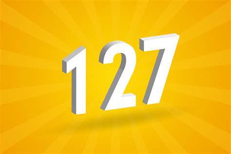 3d 127 Number Font Alphabet White 3d Number 127 With Yellow Background