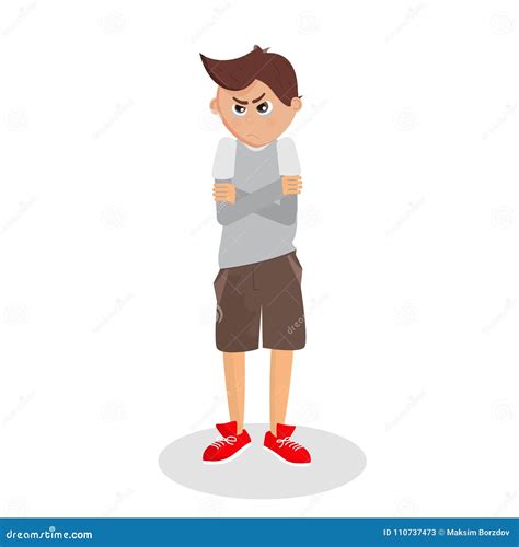 Sad Offended Character With Big Anime Tear Stained Eyes Stock Vector