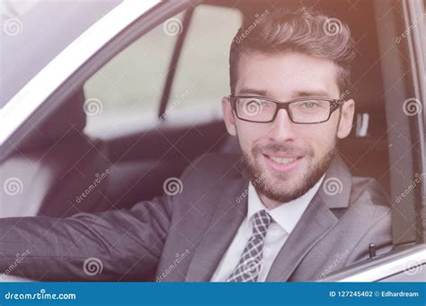 Businessman In Suit Driving His Luxurious Car Stock Photo Image Of