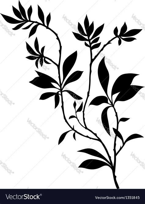 Tree Branches Silhouette With Lot Of Leaves Vector Image