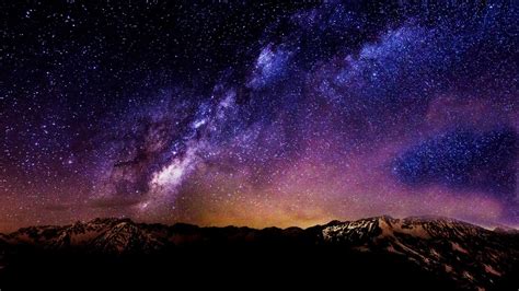 Stars Night Landscape Starry Night Mountain Long Exposure Galaxy