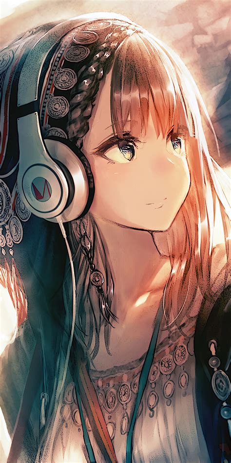 1080x2160 Anime Girl Headphones Looking Away 4k One Plus 5thonor 7x