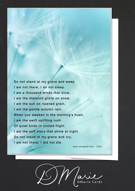 Sympathy Poem Card Do Not Stand At My Grave And Weep Card Etsy