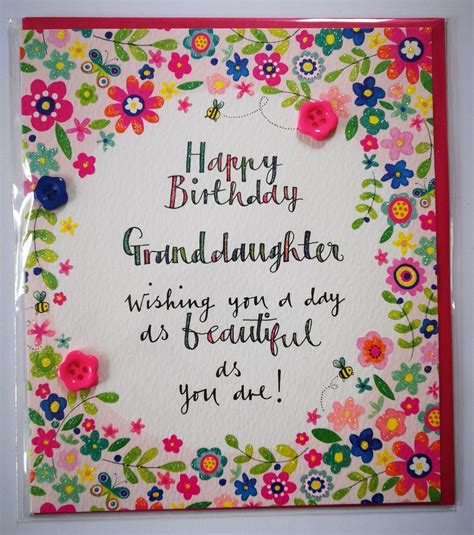 Floral Beautiful Granddaughter Birthday Card Karenza Paperie