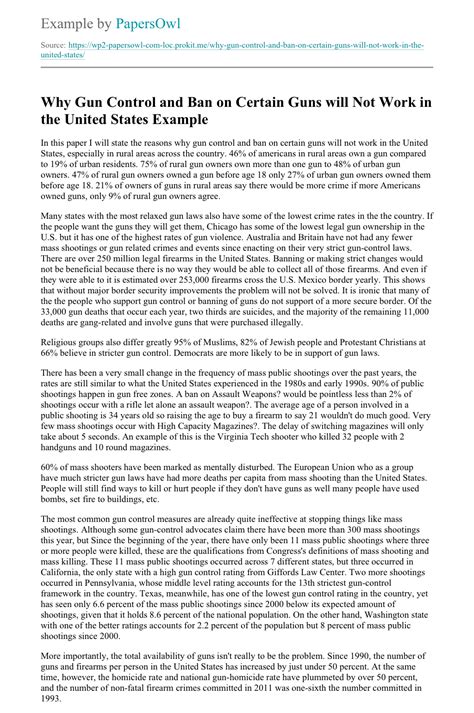 Why Gun Control and Ban on Certain Guns will Not Work in the United