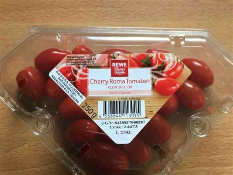 Cherrytomaten und blattsalat, mix kräuter von rewe beste wahl im vergleich. Rewe Beste Wahl, Cherry Roma Tomaten, Klein und Süß ...