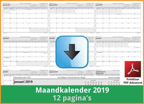 Jahreskalender für das jahr 2021 auch zum ausdrucken und einbinden in die eigene seite. Kalenders 2019 Gratis Downloaden en Printen? | Feestdagen ...