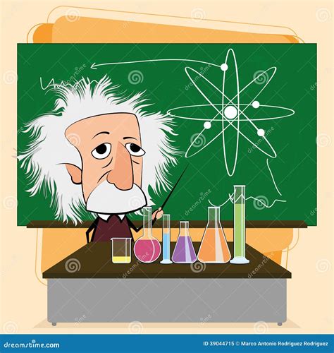 Albert Einstein Cartoon In A Classroom Scene Stock Vector