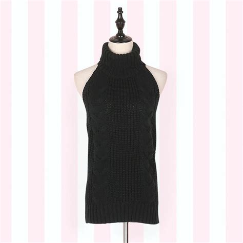 Sexy Turtleneck Knitted Backless Top On Storenvy