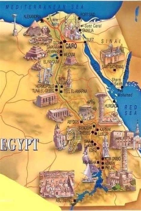 A Map Of Egypt With All The Major Cities