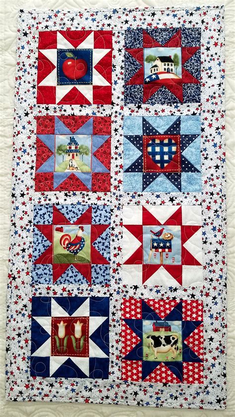Patriotic Wall Hanging July 4th Wall Quilt American Folk Art Quilt