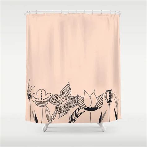Gray Flowers On Pink Shower Curtain By Sziszigraphics Society6 Pink