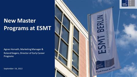 Webinar Overview Of Master Programs At Esmt Berlin Youtube