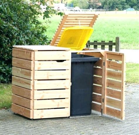 Outdoor Trash Shed Wooden Trash Can With Lid Wooden Garbage Can Holder