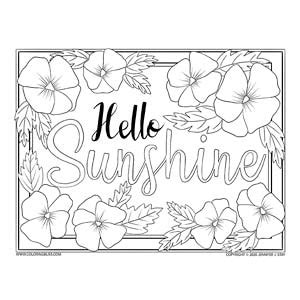 I love how this page turned out, fits nicely with the colour scheme of the chapter one pages. "Hello Sunshine" Spring Coloring Page