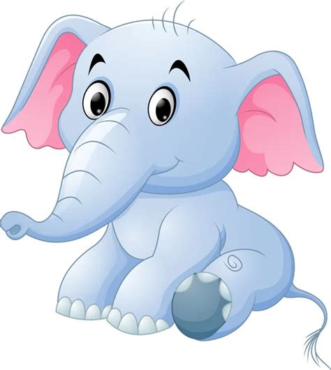 Cute Baby Elephant Sitting Isolated On White Background Stock Vector