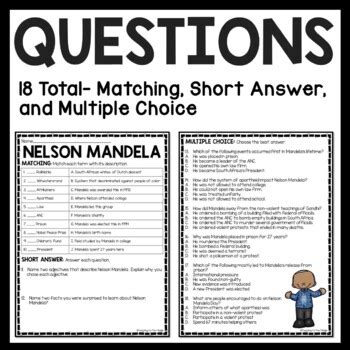 Nelson Mandela Reading Comprehension Worksheet South Africa Apartheid