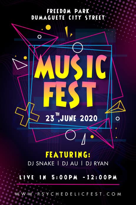 Neon Music Festival Electronic Concert Poster Template Postermywall