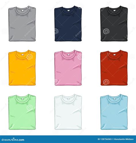 vector set of cartoon folded t shirts color variations stock vector illustration of cotton