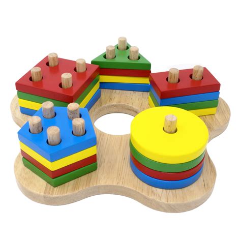 Stack Sort Geometric Early Learning Wooden Toy Educational Toy