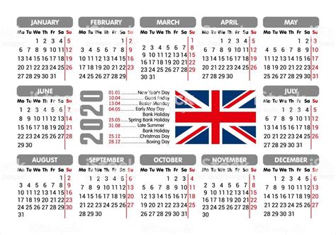 20 Calendar 2021 Uk With Bank Holidays Free Download Printable