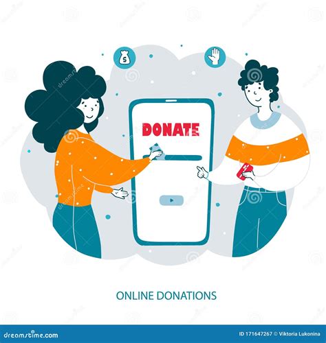 People Make Online Donations Flat Vector Illustration Stock Vector