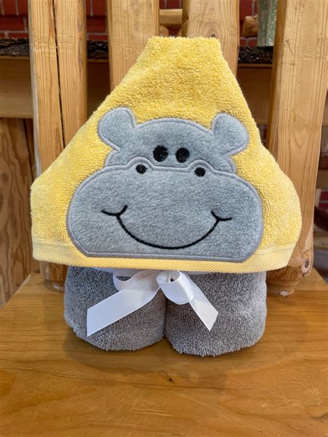 Hippo Hooded Towel Etsy