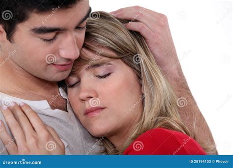 Man Comforting Girlfriend Stock Image Image Of Gentle 28194103