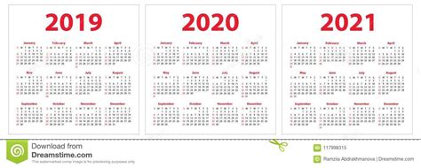 What week of the year is it? Calendar 2019, 2020, 2021 Years. Colorful Set. Week Starts ...