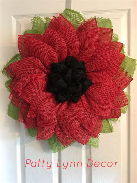 Poly burlap Poppy Flower with burlap center. | Burlap wreath tutorial, Flower wreath, Burlap flowers